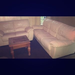 Two Ivory Leather Couches